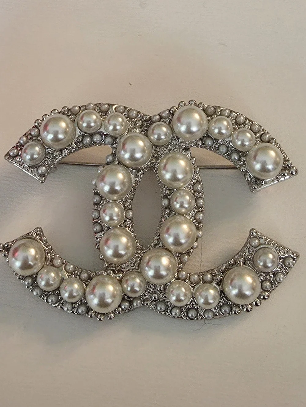 Authentic CHANEL Pearl & Crystal CC Brooch | Oversized Interlocking CC
